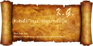 Kubányi Gusztáv névjegykártya